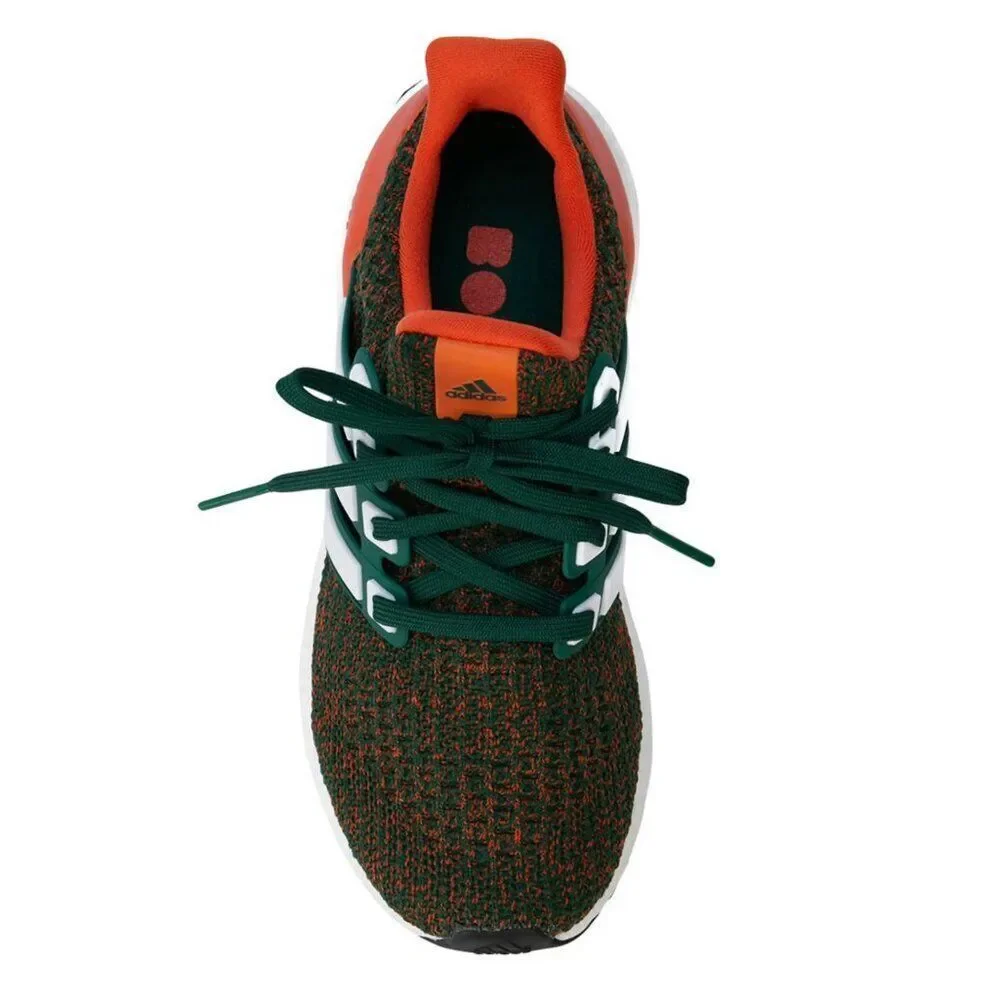 NEW Adidas Ultraboost 4.0 U of Miami Hurricanes Orange Green Running Shoes 8.5